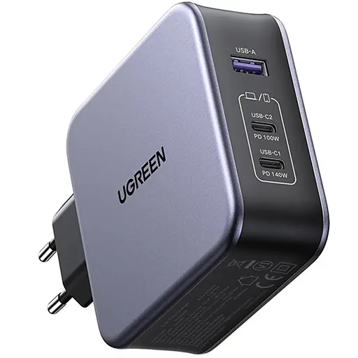 Зарядний пристрій 3xUSB 140W 2хUSB-C+USB-A Gan CD289 with C to C Cable 1.5 м Gray Ugreen - фото 2
