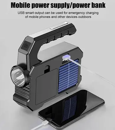Ліхтар переносний акумуляторний Kejia KJ-208 повербанк сонячна панель робота від батарейок - фото 2
