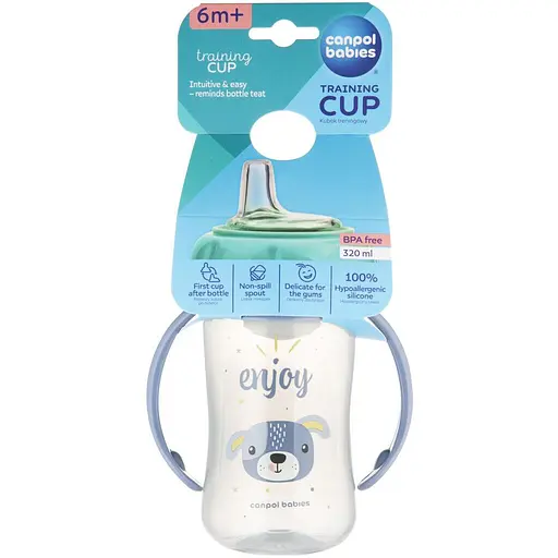 Кружка тренувальна Canpol babies Cute Animal з силіконовим носиком 320 мл синя (56/512_blu2) - фото 3