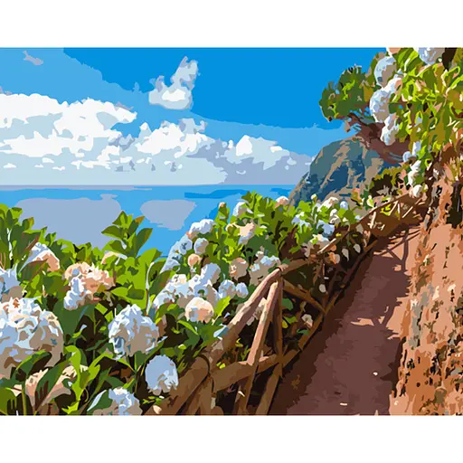 Картина за номерами Strateg ПРЕМІУМ Квіти біля стежки розміром 40х50 см (GS1011) 4823113849993 - фото 1