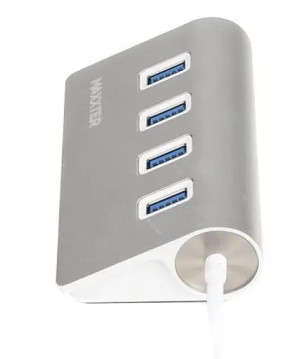 USB-Хаб Maxxter USB Type-C 4хUSB3.0 Silver (HU3С-4P-01) - фото 2