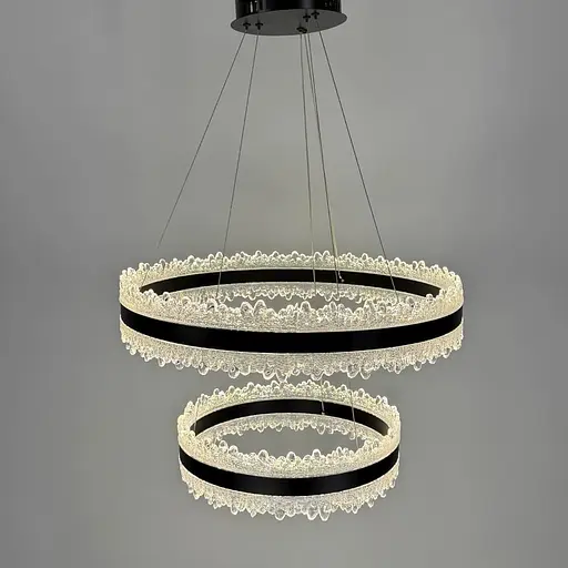 Волшебная подвесная люстра в черном корпусе с двумя кольцами Ø 60+40 см | Ст. MJ304-600+400 BK | Line F - фото 5