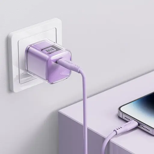 МЗП Acefast A53 Sparkling series PD30W GaN (1USB-C) Alfalfa purple - фото 5