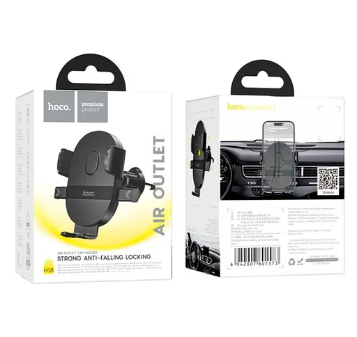 Холдер Hoco H18 Mighty one-button car holderair outlet Черный - фото 2