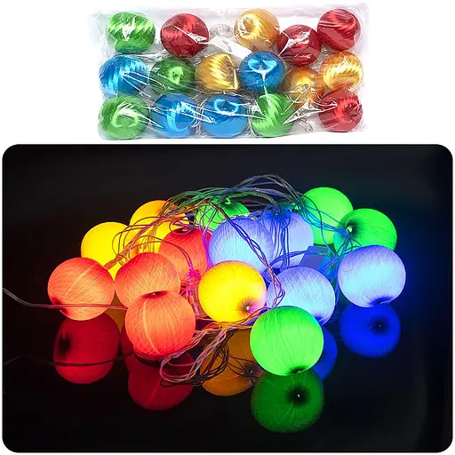 Гірлянда електрична Шовк, RH-4, 16 куль, тепле біле світло