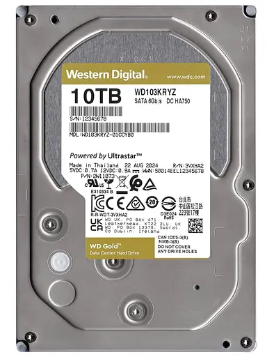 Жесткий диск Western Digital HDD 3.5 10TB WD Gold (WD103KRYZ) - фото 1