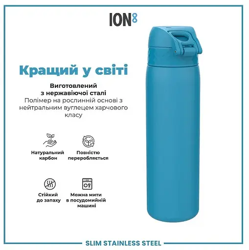 Пляшка для води ION8 металева 600 мл Stainless Steel Blue (I8SS600BLU) - фото 6