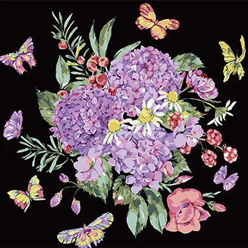 Набор для росписи Strateg Красочная композиция на черном фоне 40х40 см (AV4040-28) - фото 1