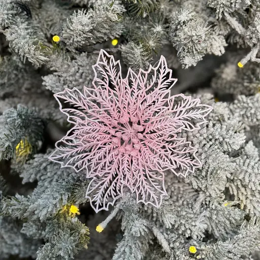 Ялинкова іграшка MIS LT Квітка Різдвяник павутинка-2 17х17х4 см рожевий - фото 2