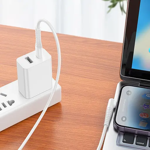 Дата кабель Borofone BX105 Corriente Type-C to Lightning (1m) White - фото 3