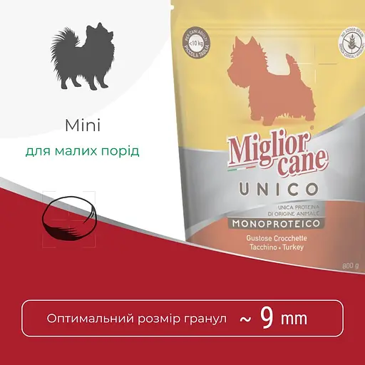 Сухий корм для собак малих порід Morando Migliorcane Unico індичка 7.2 кг (9 шт. х 800 г) - фото 3