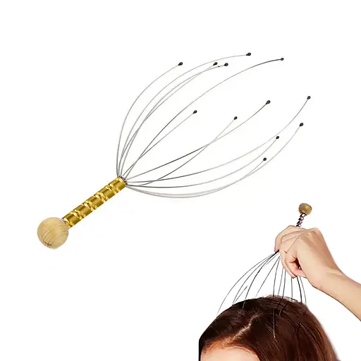 Масажер для голови акупунктурний ручний точковий "Мурашка" Золотистий, Yu Xin 85433 - фото 2