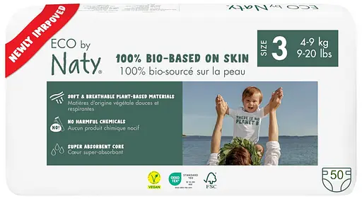 Одноразові дитячі підгузки розмір 3. 4-9 кг., 50 шт. ECO BY NATY