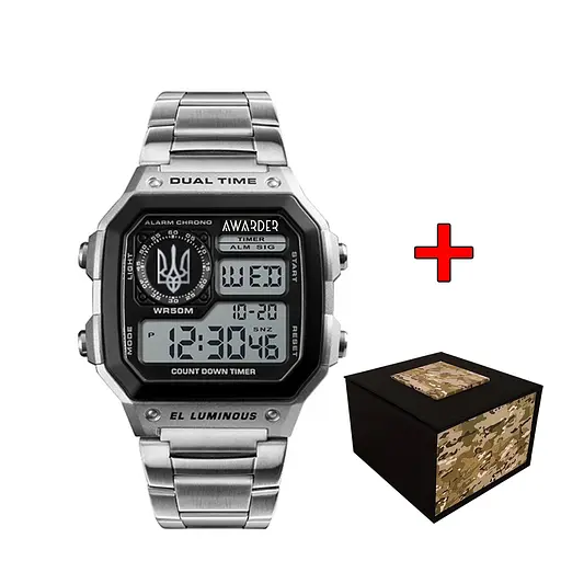 Наручний годинник чоловічий 011BKUASI Тризуб срібло Срібло + Коробка. Awarder acs0031886 - фото 1