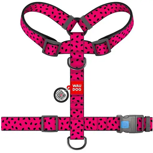 Шлейка для собак Waudog Nylon анатомическая H-образная с QR-паспортом, рисунок "Арбуз", пластиковый фастекс, XL - фото 2