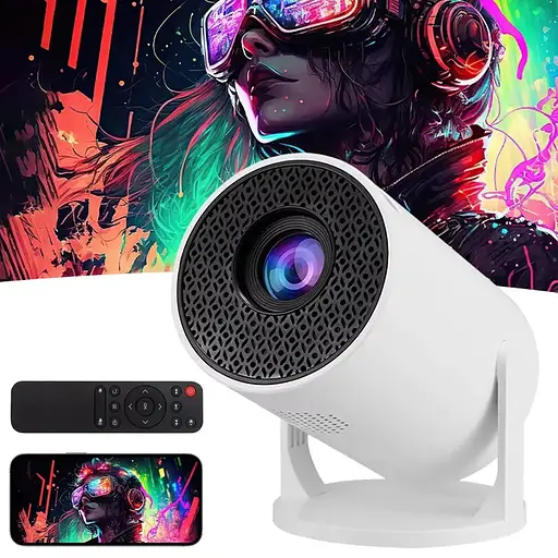 Портативный домашний проектор Rotundity M5 с WiFi и пультом для просмотра фильмов Широкоэкранный 16:9 Белый - фото 1