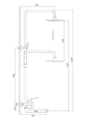 Душевая система Frap F2462, поворотный излив - переключатель на лейку, 3 режима, Черный матовый - фото 4