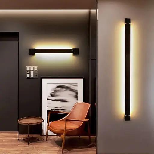 Сучасні лінійні бра Line F в чорному кольорі корпусу 105 см Арт. WB1/1050 BK - фото 3