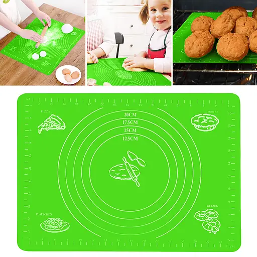 Килимок силіконовий для розкочування тіста, випічки та заморожування напівфабрикатів 25х35 см, A-Plus Салатовий 83589 - фото 1