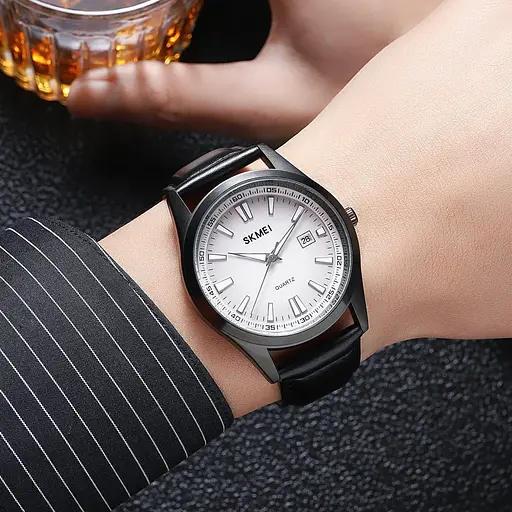 Годинник чоловічий класичний Skmei 1986 (Чорні із сріблястим циферблатом) - фото 4