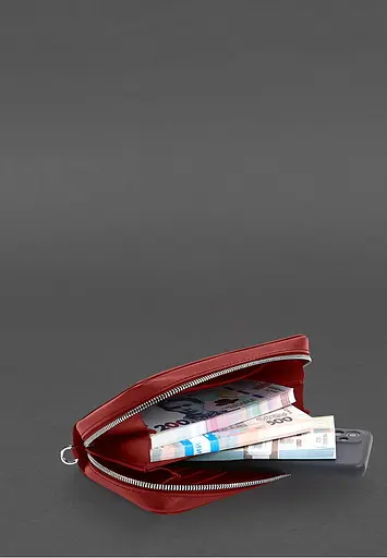 Кожаный клатч-купюрник 4.0 красный краст - фото 3