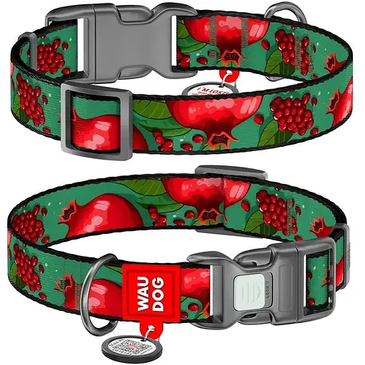 Нашийник для собак нейлоновий Waudog Nylon з QR паспортом градієнтГранати L 2.5х33-49 см - фото 1