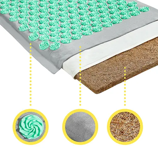 Коврик акупунктурный 4FIZJO Eco Mat Аппликатор Кузнецова с подушкой 68 x 42 см Grey/Mint 4FJ0230 (P-5907739312181) - фото 3