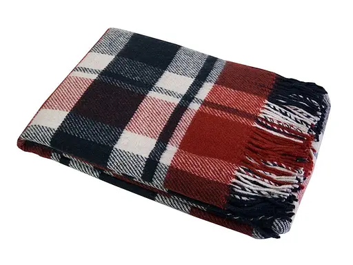 Плед вовняний Vladi Метро 200х220 біло-червоно-темно-синій 1 (20209) - фото 1