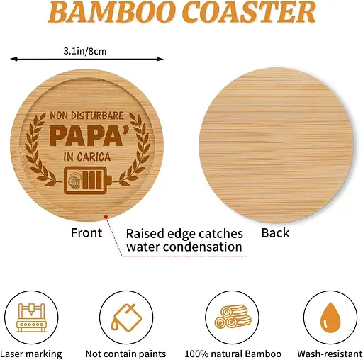 Келих з підставкою для пива PRSTENLY, бамбукова підставка під келих - фото 2