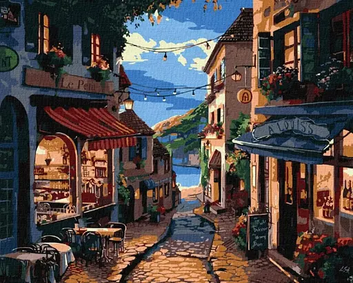 Набір для розпису по номерах Французька вуличка, 40x50 см