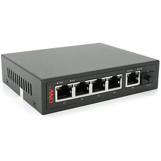 4х портовый PoE Full Gigabit коммутатор ONV-POE33108PFG, 4xPoe1000Мбит + 2х1000 Мбит + 1хSFP 1000Мбит, до 250м, IEEE802.3af/at, мощность 65Вт