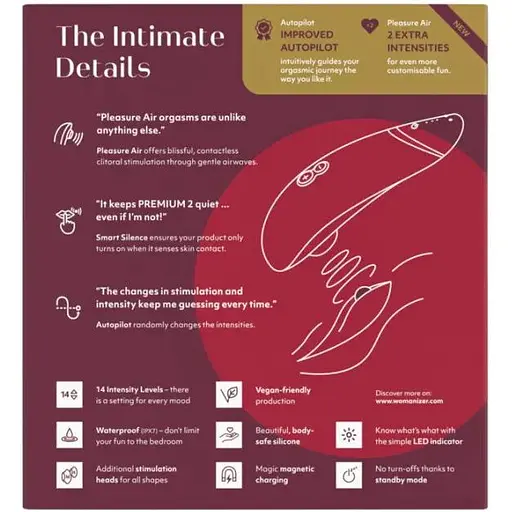 Вакуумный стимулятор Womanizer Premium 2 - Bordeaux - фото 9