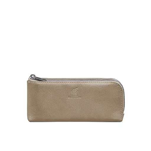 Кожаный портмоне-купюрник на молнии 14.0 светло-бежевый - фото 9