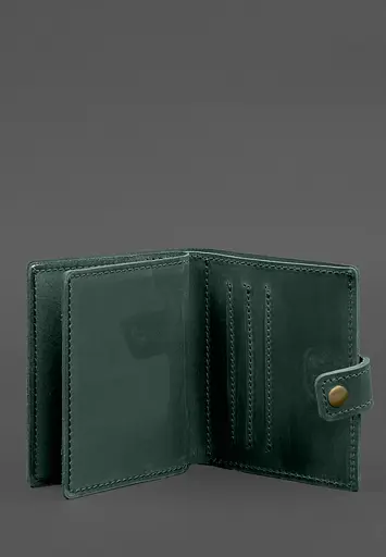 Кожаная обложка-портмоне для удостоверения офицера ГНСУ 11.2 зеленая Crazy Horse - фото 4