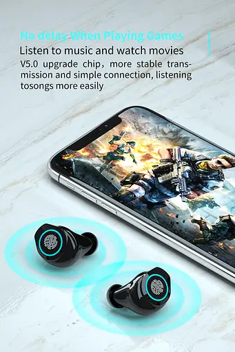 Беспроводные наушники Wireless TWS M9-17с встроенным фонариком +LED дисплей с индикатором уровня заряда Черные - фото 9