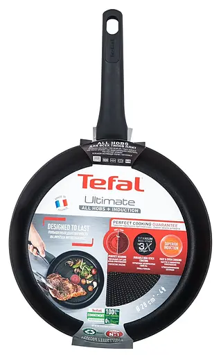 Сковорода універсальна Tefal Ultimate 28 см  Titanium 3Х (G2680672), с трехслойным титановым антипригарным покрытием Titanium 3Х - фото 3