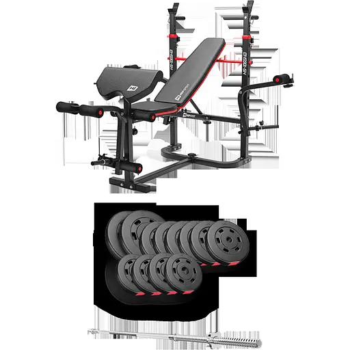 Набор Hop-Sport Premium 69кг со скамьей HS-1065HB Pro и штангой - фото 2
