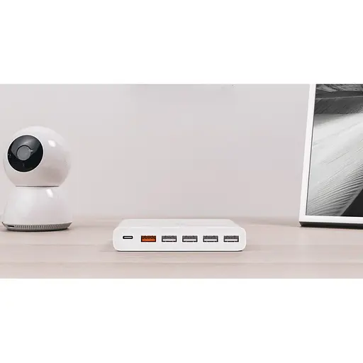 Адаптер питания хаб Xiaomi Mi USB Multiple Hub 60 W Fast Charger 6 port cdq06zm - фото 3