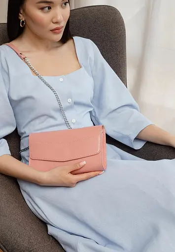 Шкіряна жіноча сумка Еліс рожева - фото 8