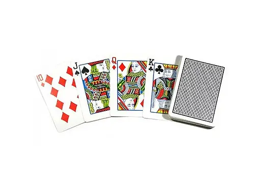 Карти гральні Cartamundi Copag 100% Plastic Jumbo Index (red blue) (344b) - фото 3