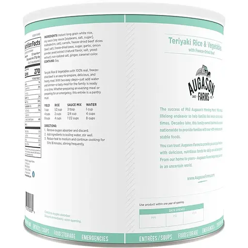 Рис терияки с овощами и кусочками говядины Augason Farms с большим сроком годности 25 лет 14 порций - фото 2