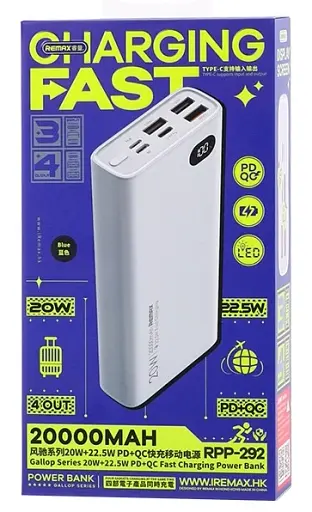 Повербанк Remax 20000 mAh швидкий заряд 22 W (RPP-292) - фото 4