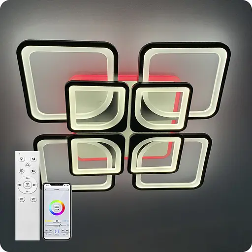 Люстра светодиодная 517 Light 3color с пультом 240Вт Черный (01758) - фото 5