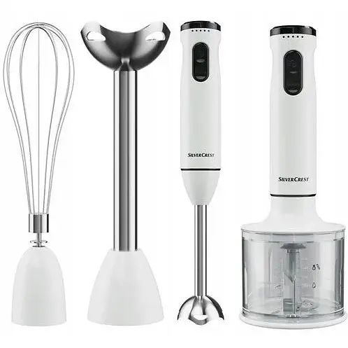 Блендер погружной SilverCrest 3 в 1 SSMS 600w, многофункциональный, мощный, три цвета Белый - фото 1