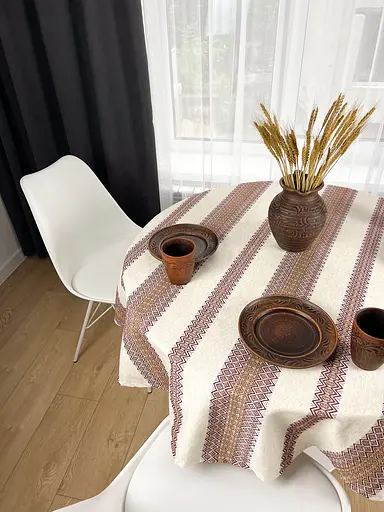 Лляна скатертина різдвяна з українським орнаментом Промінь 2 330х150 см - фото 9