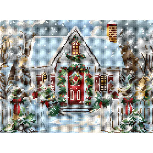 Алмазна мозаїка Різдвяний будиночок Ідейка AMO8103, 30х40 см - фото 1