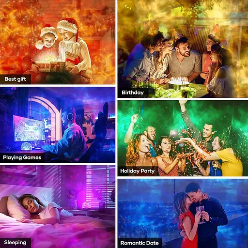 Світлодіодний проектор галактики Fokky Ocean Wave Sensory Light 16 кольорів з дистанційним керуванням - фото 6