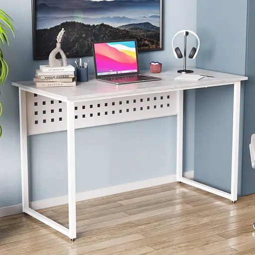 Стол письменный Майк Ferrum-decor 75x120x60 Белый металл ДСП Бетон 32 мм (FRD-106517)