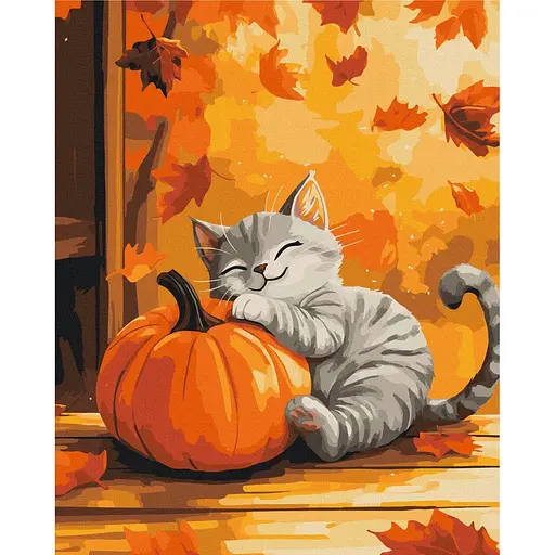 Картина по номерам на подрамнике Brushme Котик с тыквой