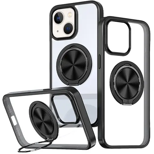 Чохол Epik TPU+PC Metal Ring with MagSafe для Apple iPhone 14/13, 6.1 Чорний - фото 1